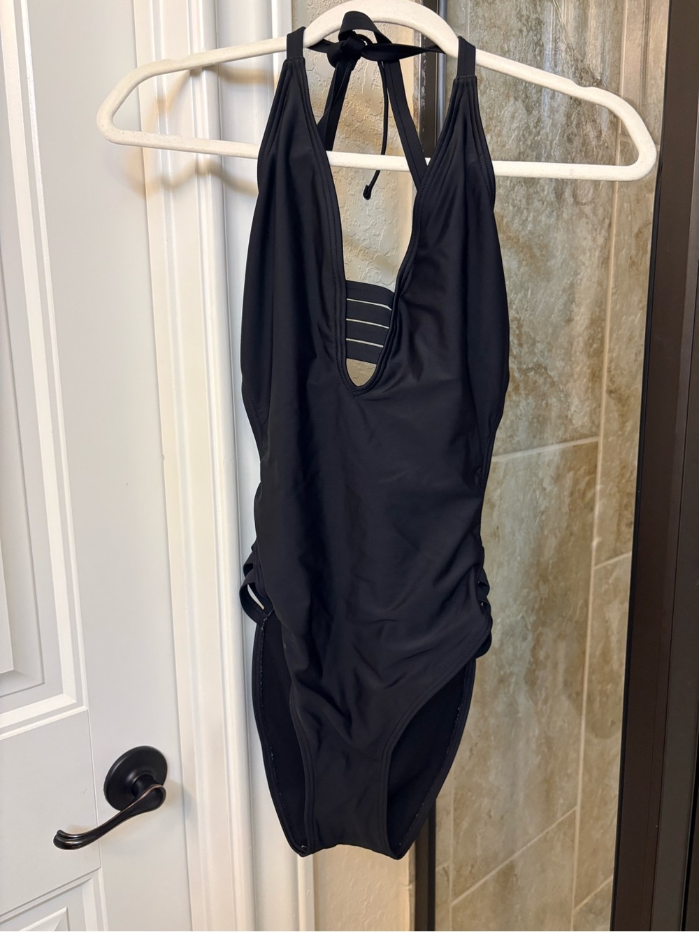 Amazon Essentials Black One-Piece Halter Swimsuit